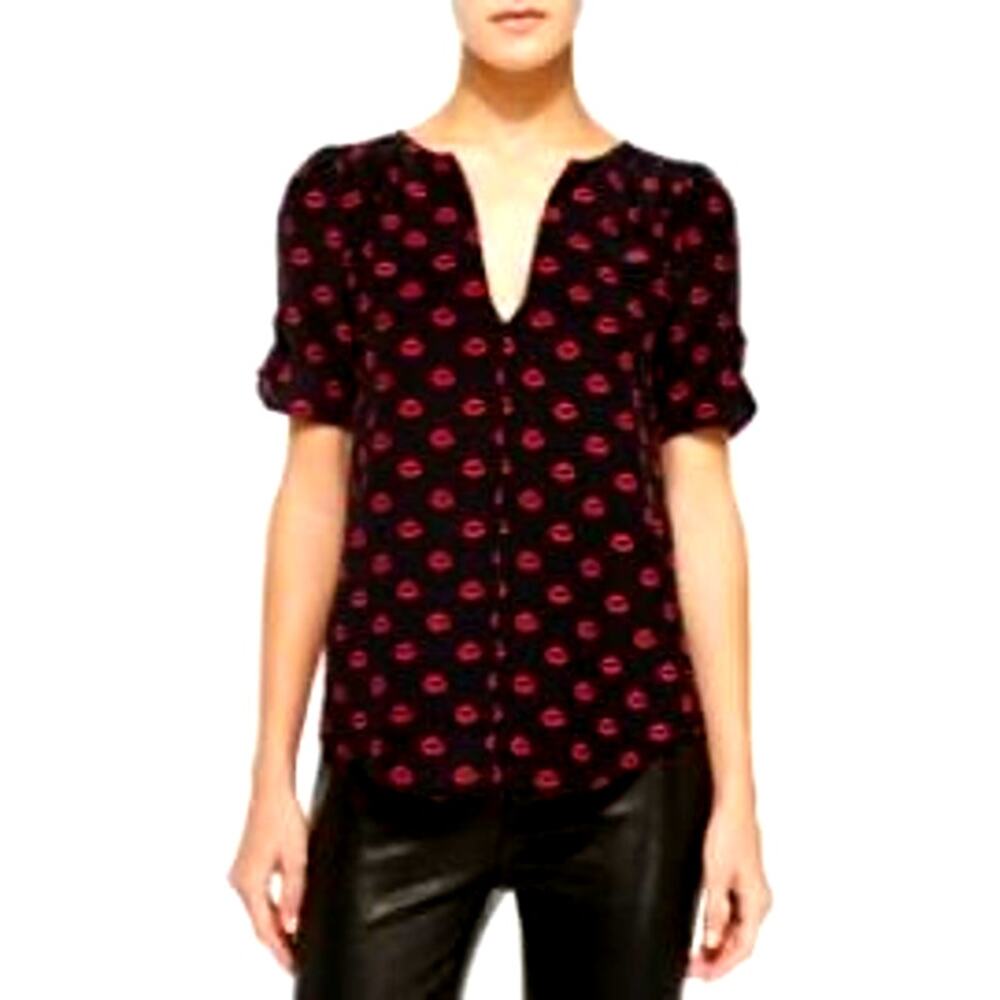 Joie Amone Lips Silk Blouse, M